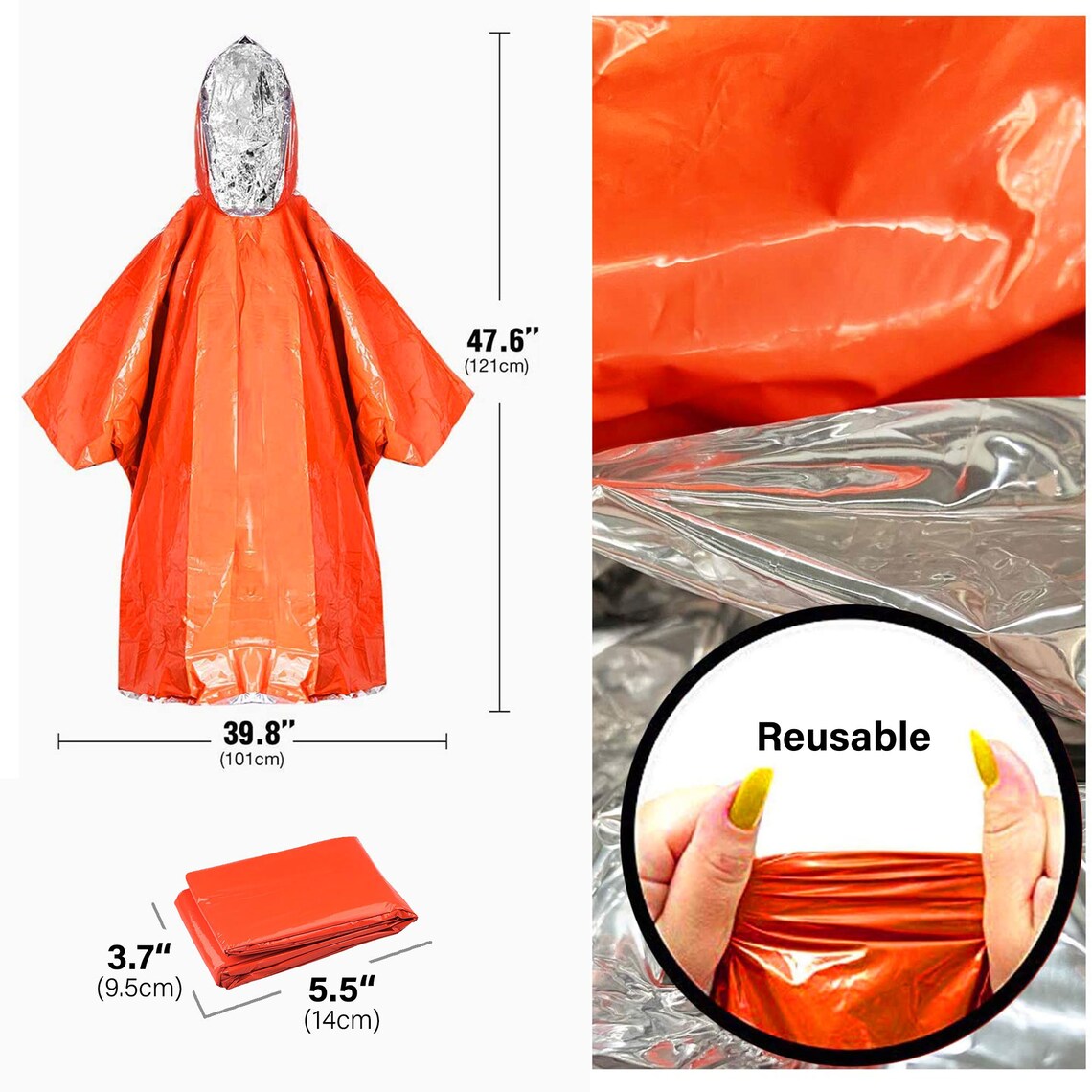 Emergency Rain Poncho & Mylar Space Blanket Thermal Survival Etsy