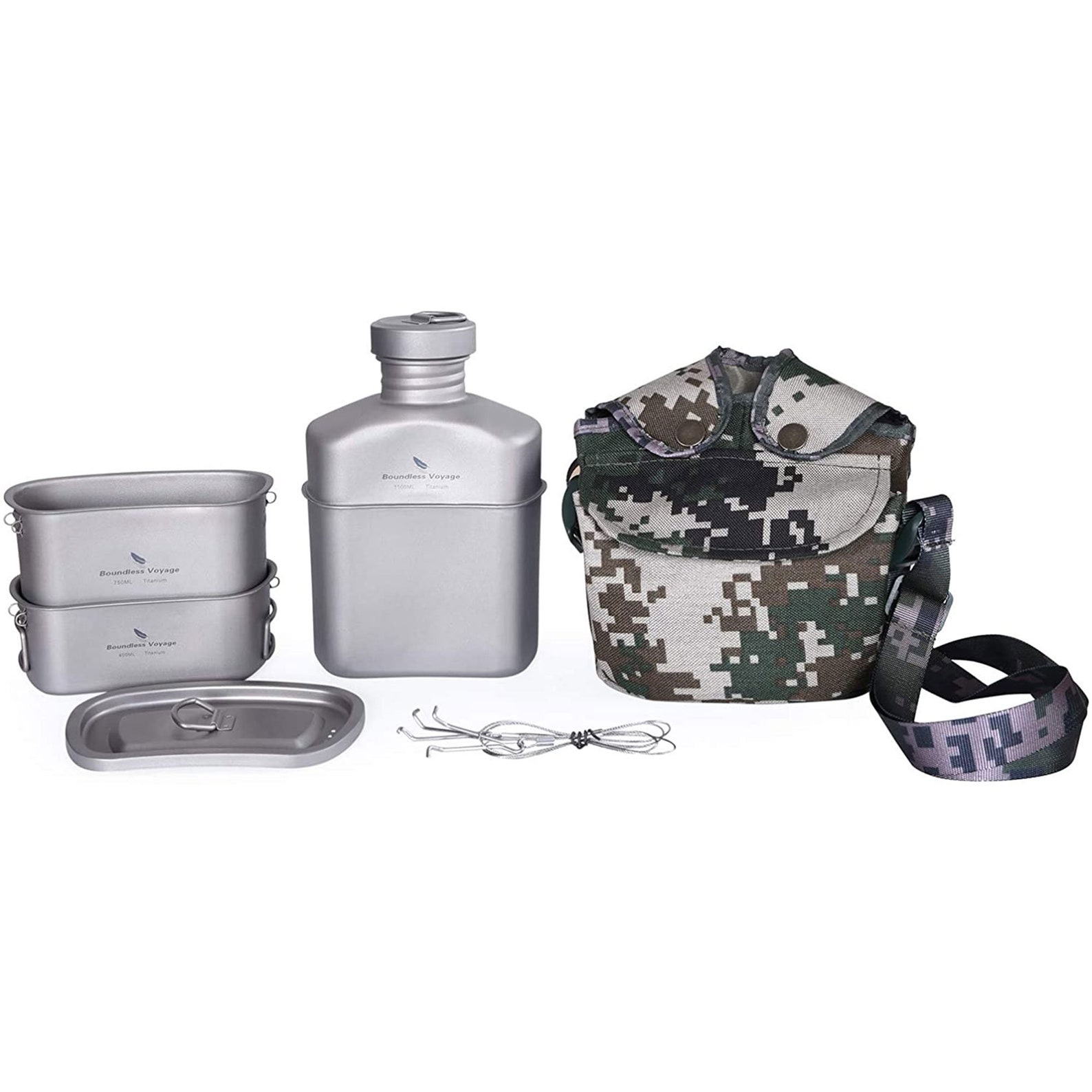 Titanium Water Bottle Military Canteen Pot Nesting Cup Set Etsy
