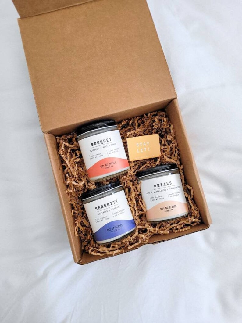 Soy Candle Gift Set Out of Office Supply Set of 3 Wood Etsy Canada