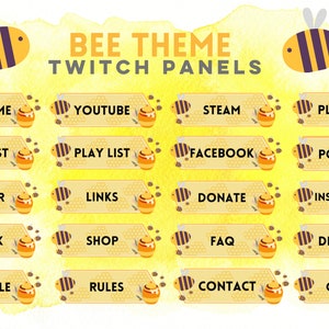 Twitch / Streaming Panels - Bee Theme