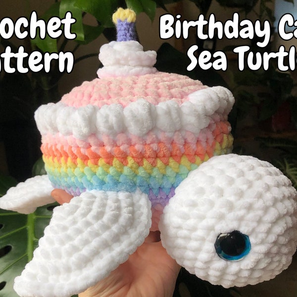 Gâteau d'anniversaire Tortue de mer | Modèle PDF numérique au crochet Amigurumi | Taille basse | Adapté aux débutants