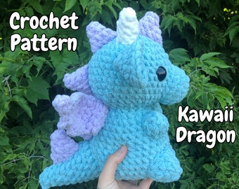 Kawaii Dragon | Mythical Creature | Beginner Crochet Amigurumi Pattern | Digital Download PDF