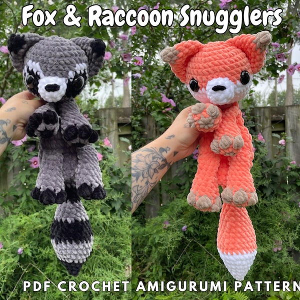 Crochet Fox & Raccoon Snugglers Amigurumi Pattern (PDF Download)