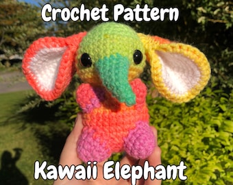 Kawaii Elephant Pattern | PDF Digital Download Crochet Amigurumi Tutorial | Beginner Stuffed Animal Plushie |