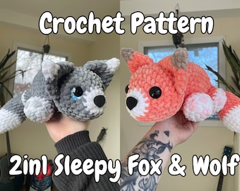 2in1 Sleepy Fox & Wolf | PDF Crochet Amigurumi Pattern