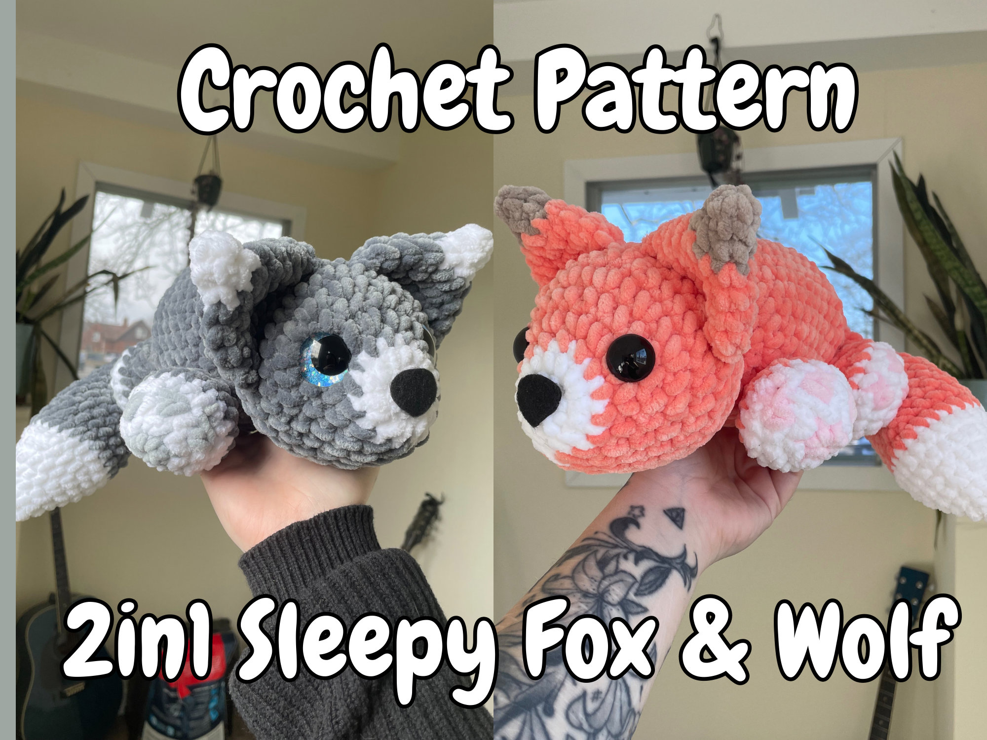 2in1 Sleepy Fox & Wolf | PDF Crochet Amigurumi Pattern - Etsy
