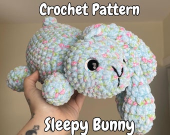 Sleepy Bunny Crochet Amigurumi Pattern | Stuffed Animal | Toy | Plushie | Spring & Easter | PDF Digital Download