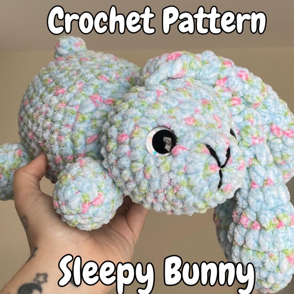 Sleepy Bunny Crochet Amigurumi Pattern | Stuffed Animal | Toy | Plushie | Spring & Easter | PDF Digital Download