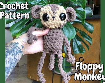 Floppy Monkey | Beginner Crochet Amigurumi Pattern | PDF Digital Download | Quick & Easy | Low-sew | Stuffed Animal
