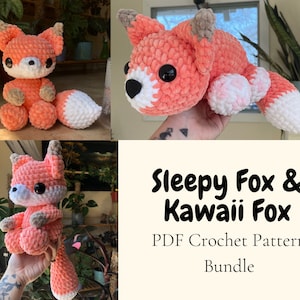 Kawaii Fox i Sleepy Fox | Cyfrowy pakiet wzorów szydełkowych Amigurumi w formacie PDF