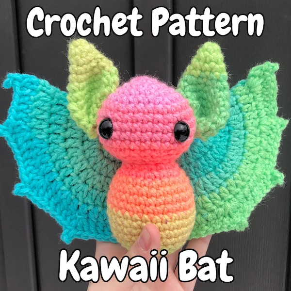 Patrón de ganchillo de murciélago kawaii – Peluche amigurumi de Halloween (PDF)