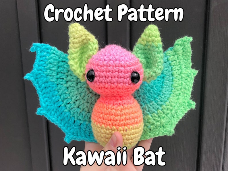 Spooky Kawaii Halloween Bat Amigurumi Stuffed Animal Plushie Toy Plushie PDF Digital Download image 1