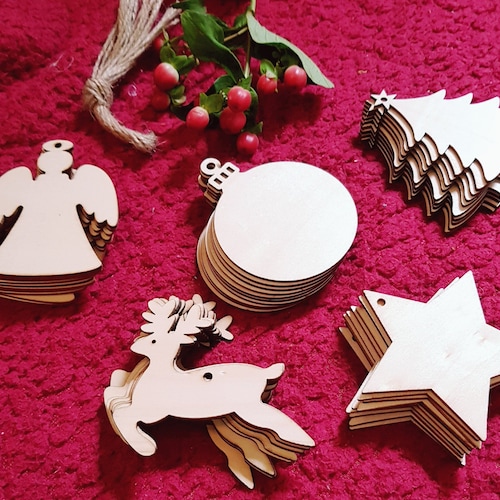 Wooden Christmas Craft Shapes Angel Snowman Bauble Star Etsy UK