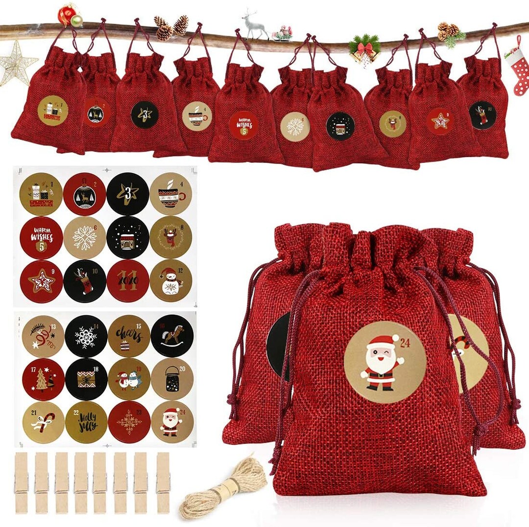 Eco Friendly Advent Calendar Christmas Fillable Bag Tree Etsy