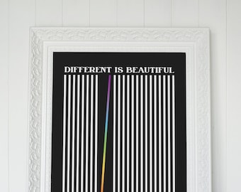 Pride Poster - Different is Beautiful - Queer Art Print - LGBTQ Poster - Queer - Diversity - LGBTQ Wall Art - Subtle LGBTQ Teacher Poster