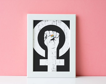 Proud Feminist Poster - Queer Art Print - LGBTQ Art - Feminist Art - Gay Women - Lesbian - Queer Activism - Feminism - Women's Empowerment