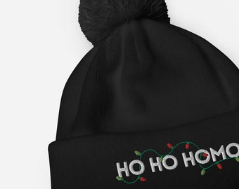 Ho Ho Homo Embroidered Pom Pom Beanie – Holiday Queers Collection