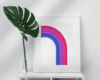 Retro Rainbow Poster - Bi Pride Edition - LGBTQ Home Decor - Bisexual Flag - Queer Art