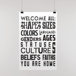 You Are Home Pride Poster - Black & White Edition - LGBTQ+ Home Decor - Inclusive Welcome Poster - Safe Space Poster For Teachers and Allies
