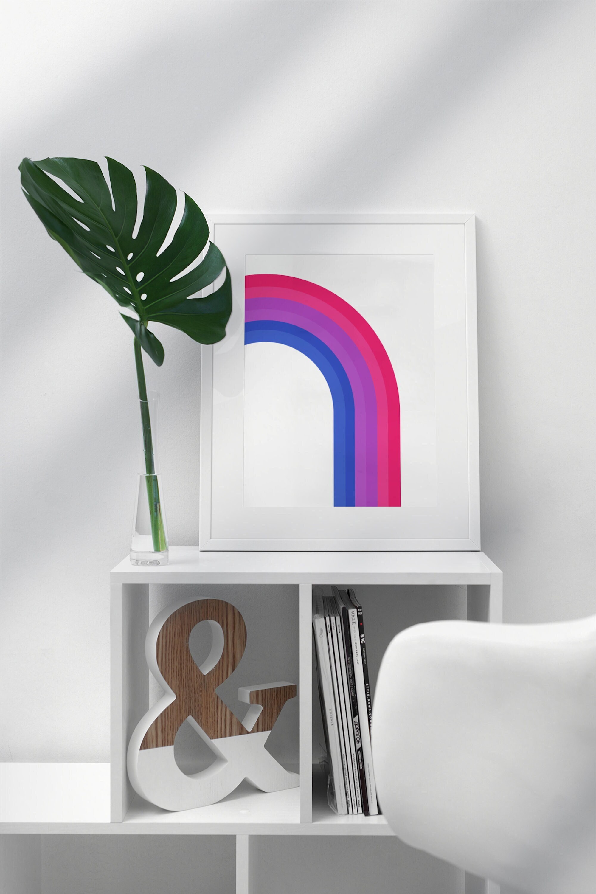 Retro Rainbow Poster - Bi Pride Edition - LGBTQ Home Decor - Bisexual Flag - Queer Art