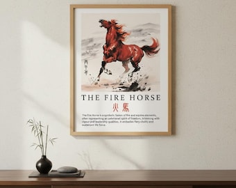 Fire Horse Art, Year of Crimson Horse, Lunar New Year Feng Shui Print