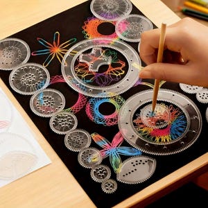 Spirograph Scratch Art Set,Rainbow Drawing Crafts Art kit Gift for Kids,Fidget Toy