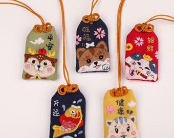 Custom Japanese Omamori Embroidery Kit, Beginner DIY Amulet, Lucky Protection Charms