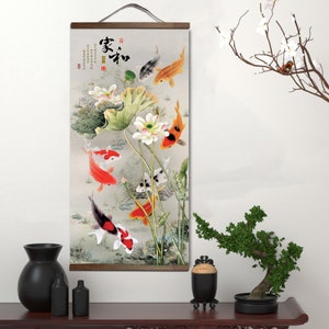 Japanese Lucky Koi Fish,Peaceful wall Art,Chinese koi fish Wall Decor, Abstract Wall art in the entrance hall,Living Room Modern Decor