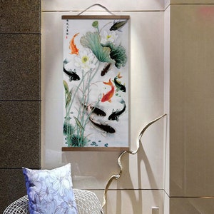 Chinese Art,Lucky Koi Fish,Feng shui wall Art,Chinese Wall Art,chinese ink painting,Living Room Decor,Chinese Traditional Ink painting