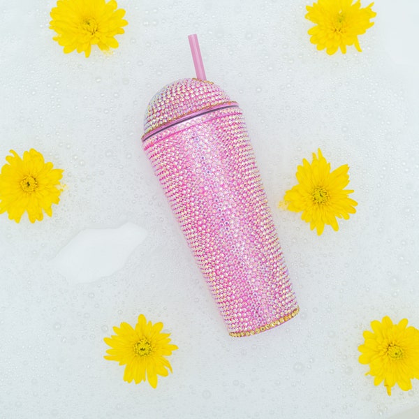 Bling Cup Handmade 22 oz Double Wall Bling Tumbler in color Sunset