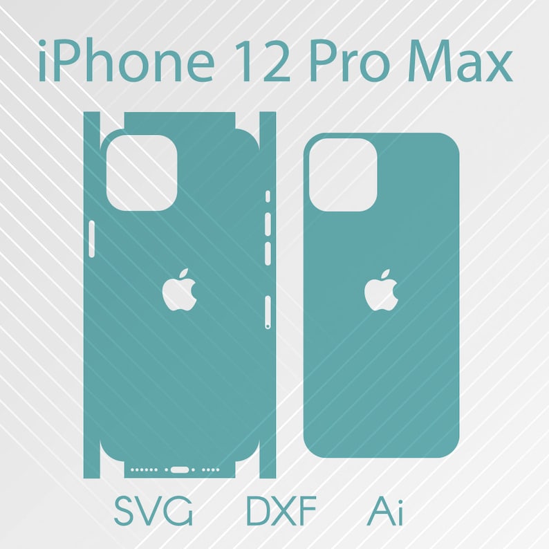 Download IPhone 12 Pro Max full wrap skin cutting template AI DFX ...