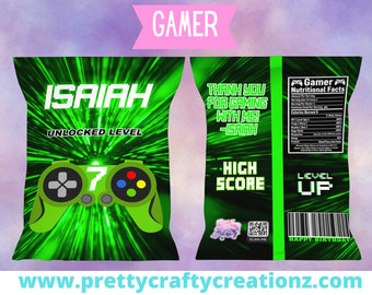 DIGITAL Gamer Chip Taschen/ Gastgeschenk/ Geburtstagschip Tasche/ Gamer Theme