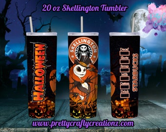 Skellington Starbucks-inspirerad 590 ml dricksglas | Halloween-tema dricksglas