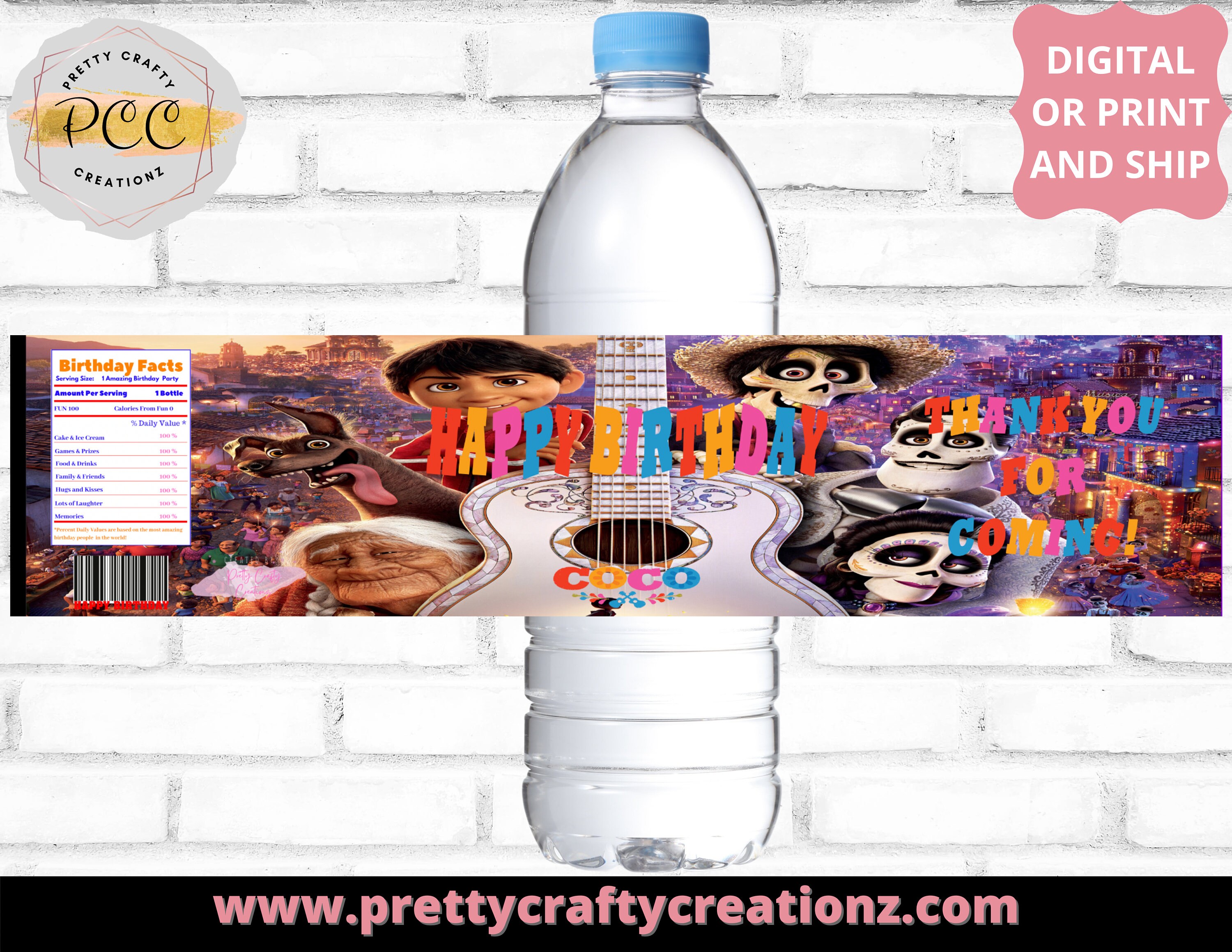 COCO Water Bottle Labels / Party Favor/ Birthday Water Bottle Etsy
