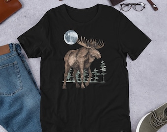 Moose In Nature Watercolor T-Shirt