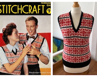 Vintage 1920s - 1930s - 1940s - 1950s Style Fair Isle Pullover Vest