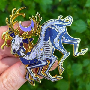SECONDS | B-GRADE Occult Celestial Stag Pin: 3" gold hard enamel pin