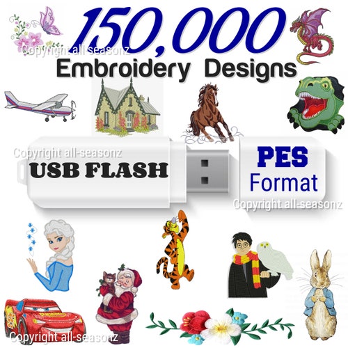 150000 Machine Embroidery Designs Collection on USB for Etsy