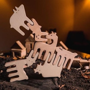 Wooden Animal Balancing Toy – Eco-Friendly Stacking Game with Storage Bag & Coloring Guide – Montessori Toddler Gift