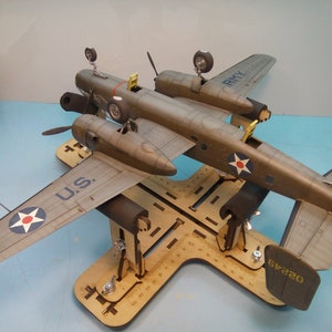 Wooden Airplane building berth for 1/144, 1/72, 1/48, 1/32 scales, Stand. LMG BB-01 For plastic models kit