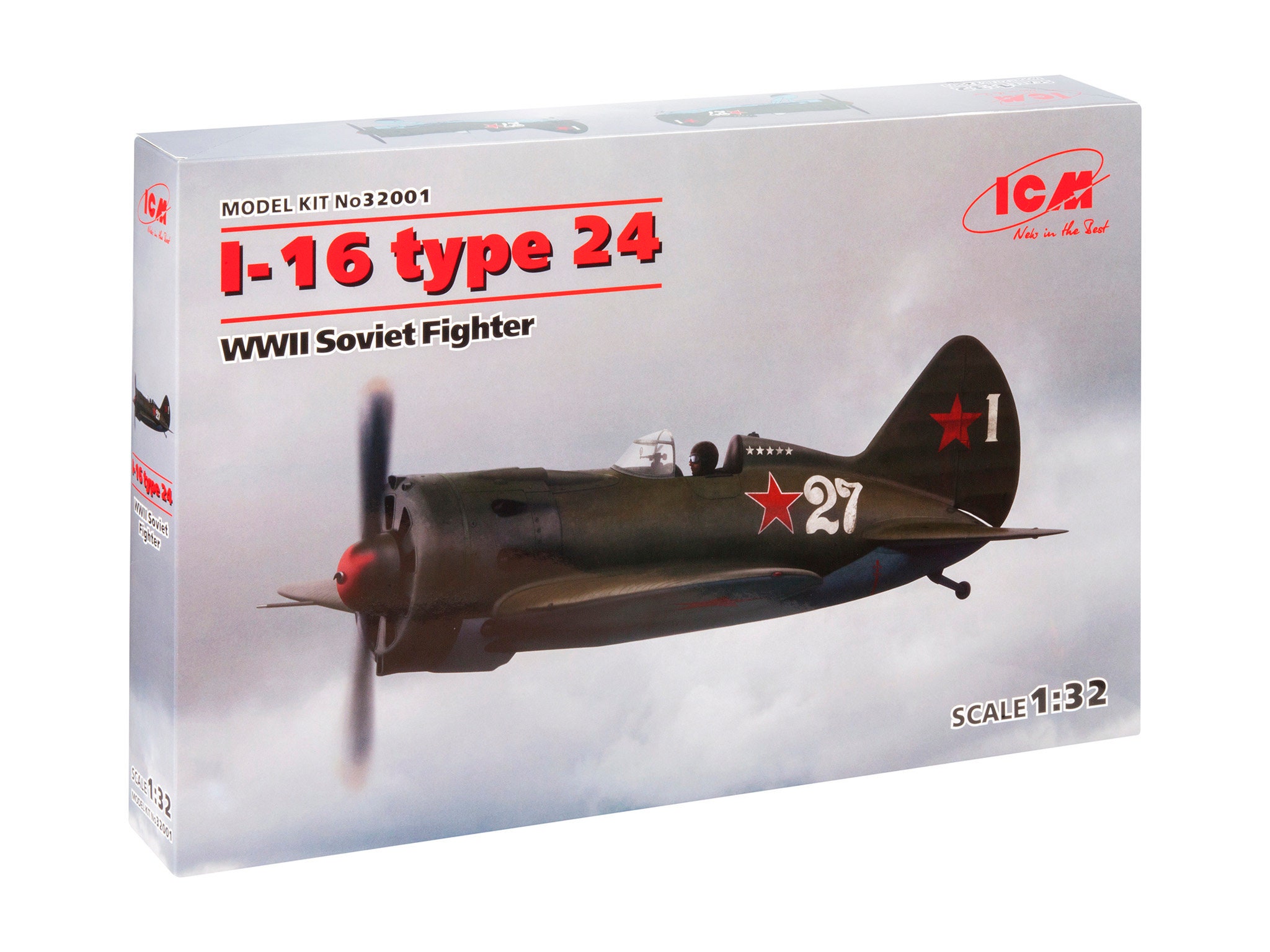 ICM 32002 I-16 Type 28 WWII Soviet Fighter 1/32 Scale Model Kit 191 Mm for sale online 
