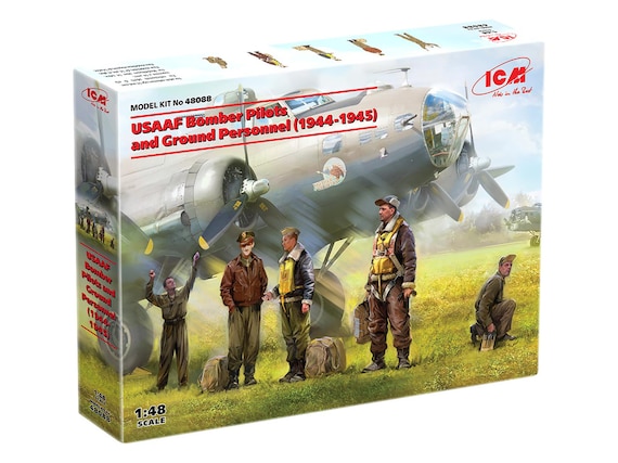 1/48 Plastic Model Kit ICM 48088 USAAF Bomber Pilots and Ground Personnel  1944-1945 / Scale Model Kit 