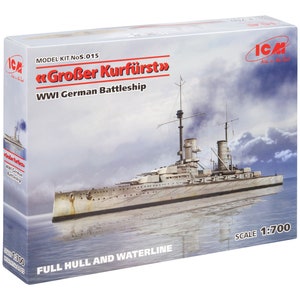 Vintage Model Military WWI German  Battleship Grober Kurfurst NIP 1:350 ICM 