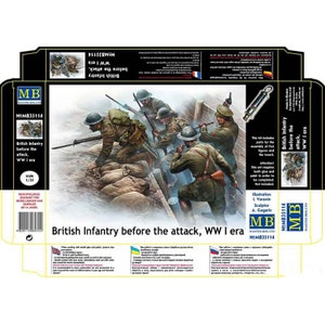 Kit d’échelle 1/35 - MASTER BOX 35114 L’infanterie britannique avant l’attaque, époque de la Première Guerre mondiale - Kit de maquette en plastique