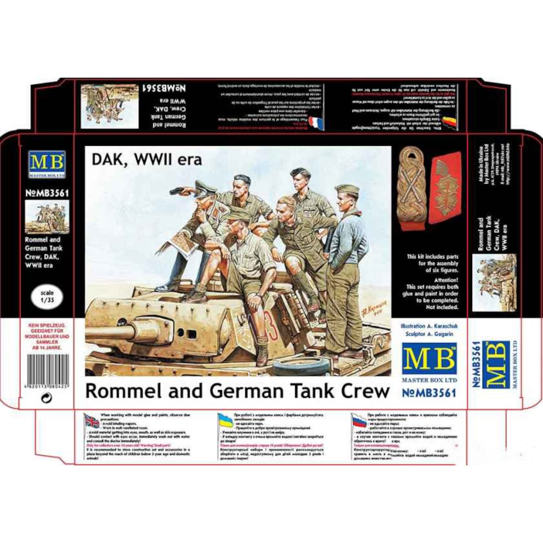 Kit Modellino Carro Armato Tedesco Kit Modello Carro Armato Tedesco Seconda Guerra Mondiale Con Rommel | MasterBox 1/35 Scala, Plastica Figurini Seconda Guerra Mondiale 1/35 - Foto 3