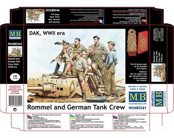 Scale kit 1/35 - Master Box 3561 “Rommel and German Tank Crew, DAK, WW II era” - Plastic model kit