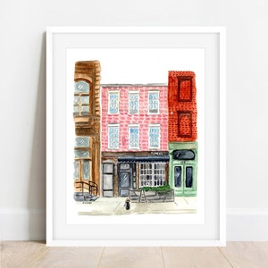 tiny’s and the bar upstairs nyc art print, tribeca wall decor, new york city painting, nyc watercolor print, nyc art print, nyc decor