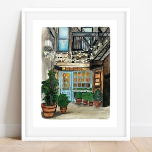 freeman&#39;s restaurant NYC art print, east village wall art, NYC Watercolor Print, new york city restaurant art, NYC painting, new york art