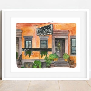 fedora restaurant print, new york city art, west village wall decor, nyc painting, new york art print, nyc home decor, manhattan artwork