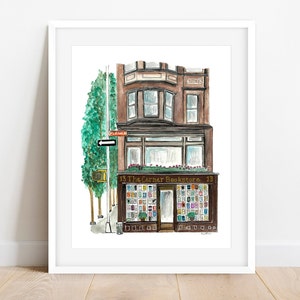 corner book shop art print, new york city decor, upper east side wall art, nyc bookstore print, new york art, nyc art print, bookstore decor